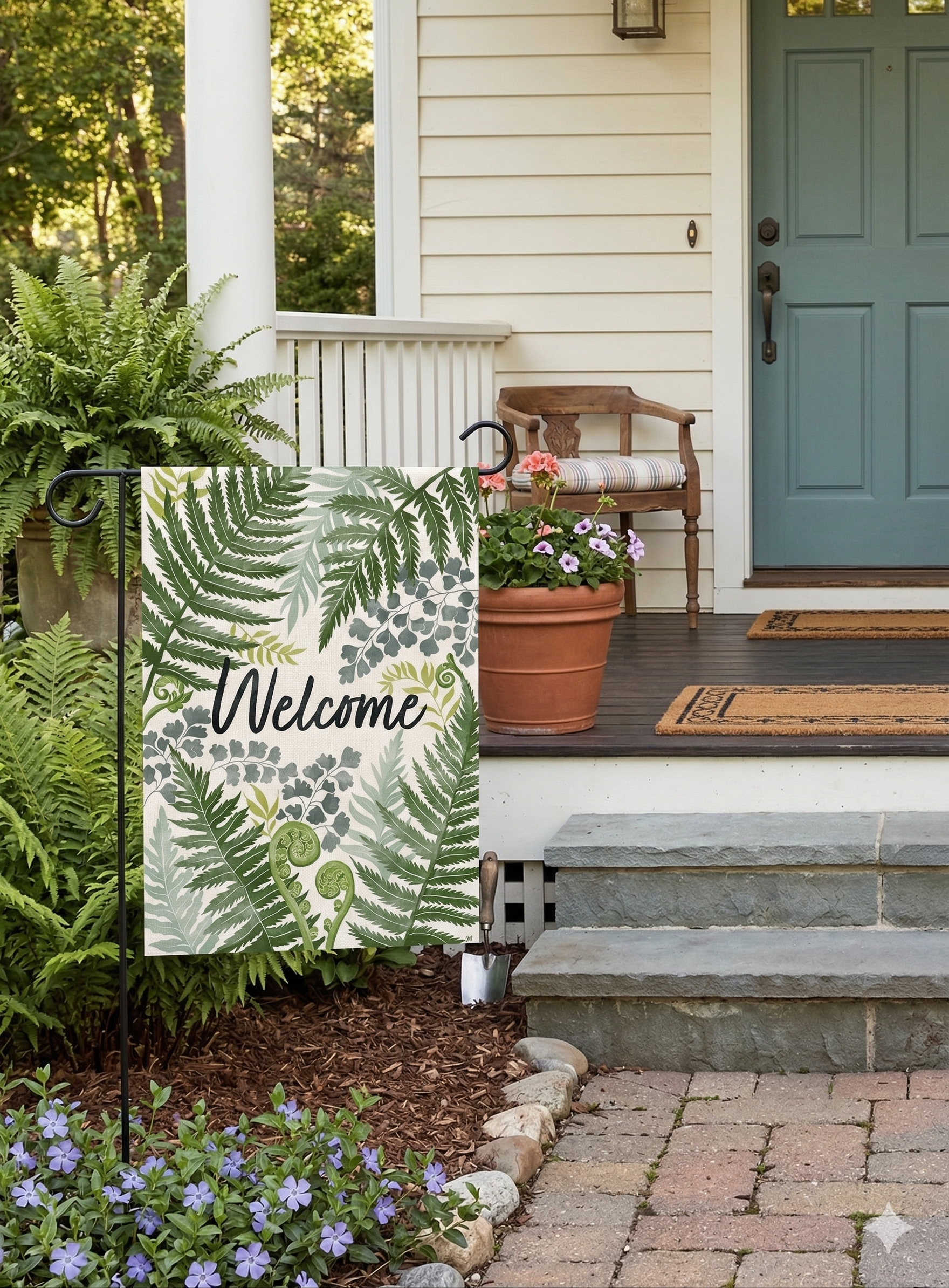 Fresh Fern Welcome Garden Flag