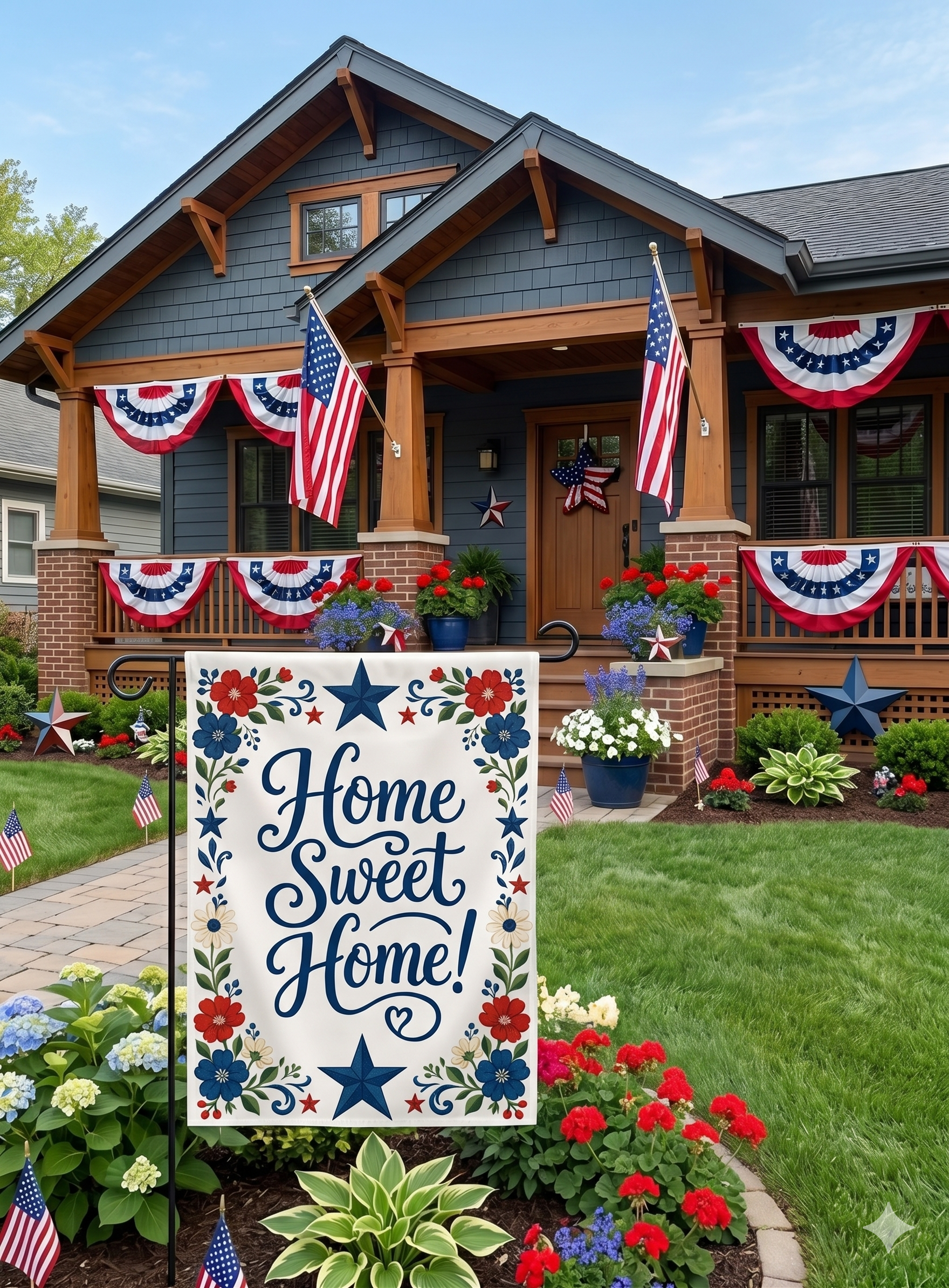 Red, White & Bloom Welcome Garden Flag
